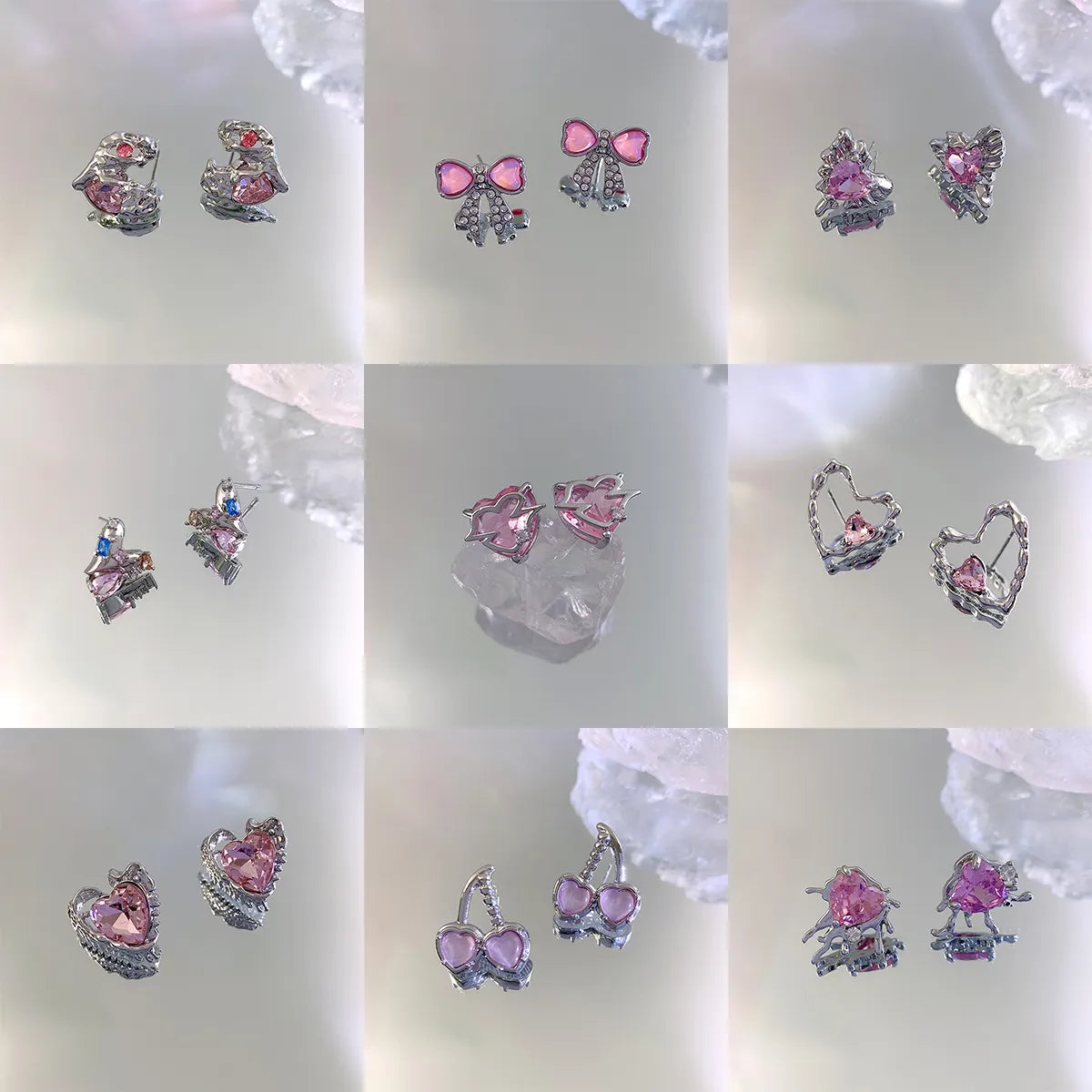 1 Pair Fashion Heart Shape Alloy Inlay Rhinestones Women's Ear Studs