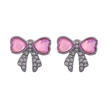 1 Pair Fashion Heart Shape Alloy Inlay Rhinestones Women's Ear Studs