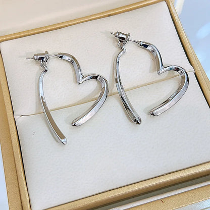 1 Pair Fashion Heart Shape Alloy Plating Women'S Drop Earrings