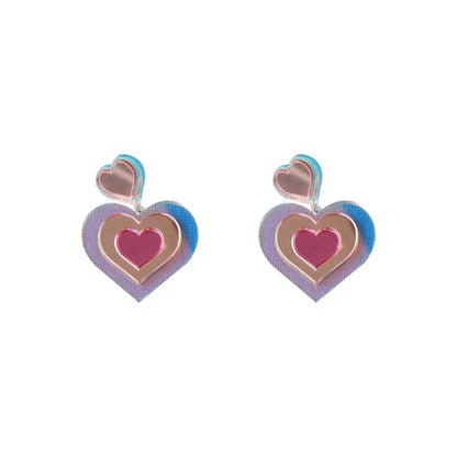 1 Pair Fashion Heart Shape Arylic Hollow Out Valentine's Day Women's Drop Earrings