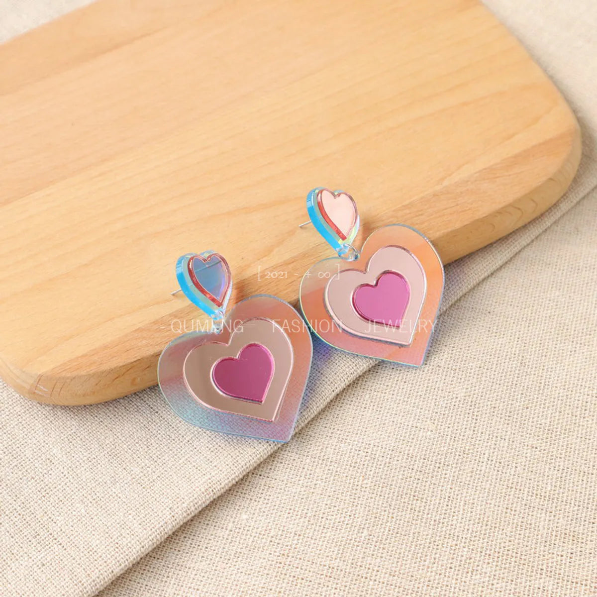 1 Pair Fashion Heart Shape Arylic Hollow Out Valentine's Day Women's Drop Earrings