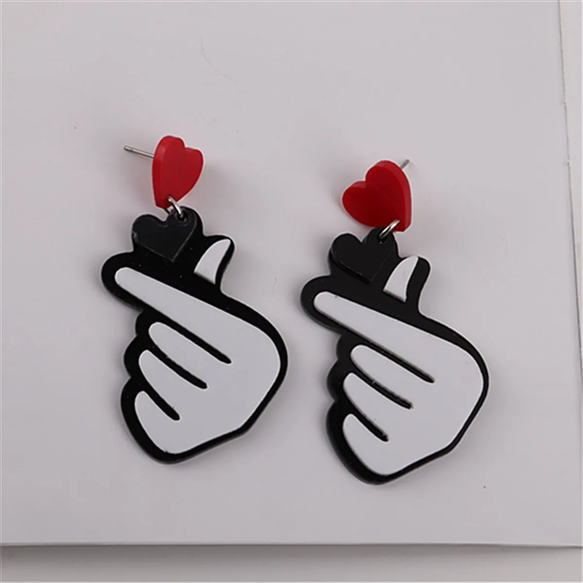 1 Pair Fashion Heart Shape Arylic Patchwork Women's Drop Earrings