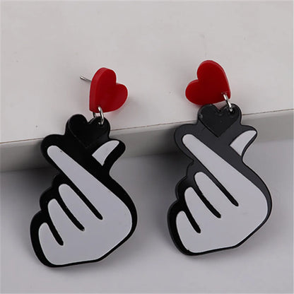 1 Pair Fashion Heart Shape Arylic Patchwork Women's Drop Earrings