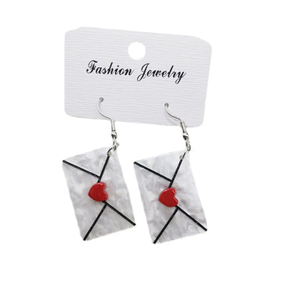 1 Pair Fashion Heart Shape Arylic Women's Drop Earrings