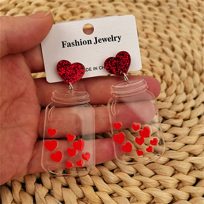 1 Pair Fashion Heart Shape Bottle Arylic Women's Drop Earrings