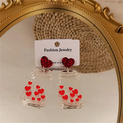 1 Pair Fashion Heart Shape Bottle Arylic Women's Drop Earrings