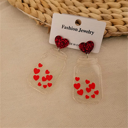 1 Pair Fashion Heart Shape Bottle Arylic Women's Drop Earrings