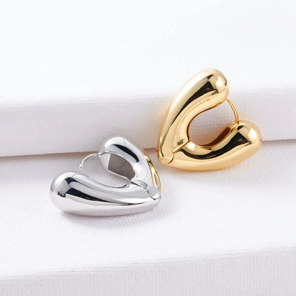 1 Pair Fashion Heart Shape Plating Copper 18k Gold Plated Earrings