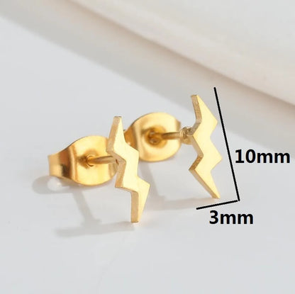 1 Pair Fashion Heart Shape Key Lightning Titanium Steel Plating Ear Studs