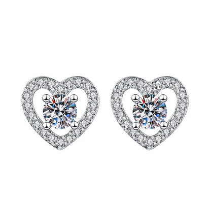 1 Pair Fashion Heart Shape Metal Hollow Out Inlay Rhinestones Women'S Ear Studs