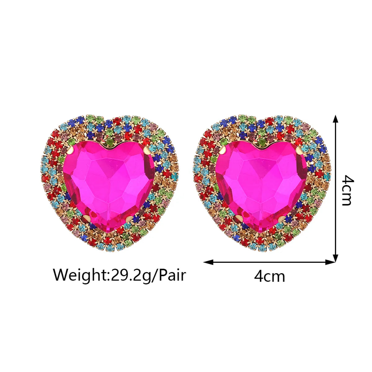 1 Pair Fashion Heart Shape Metal Inlay Rhinestones Women'S Ear Studs