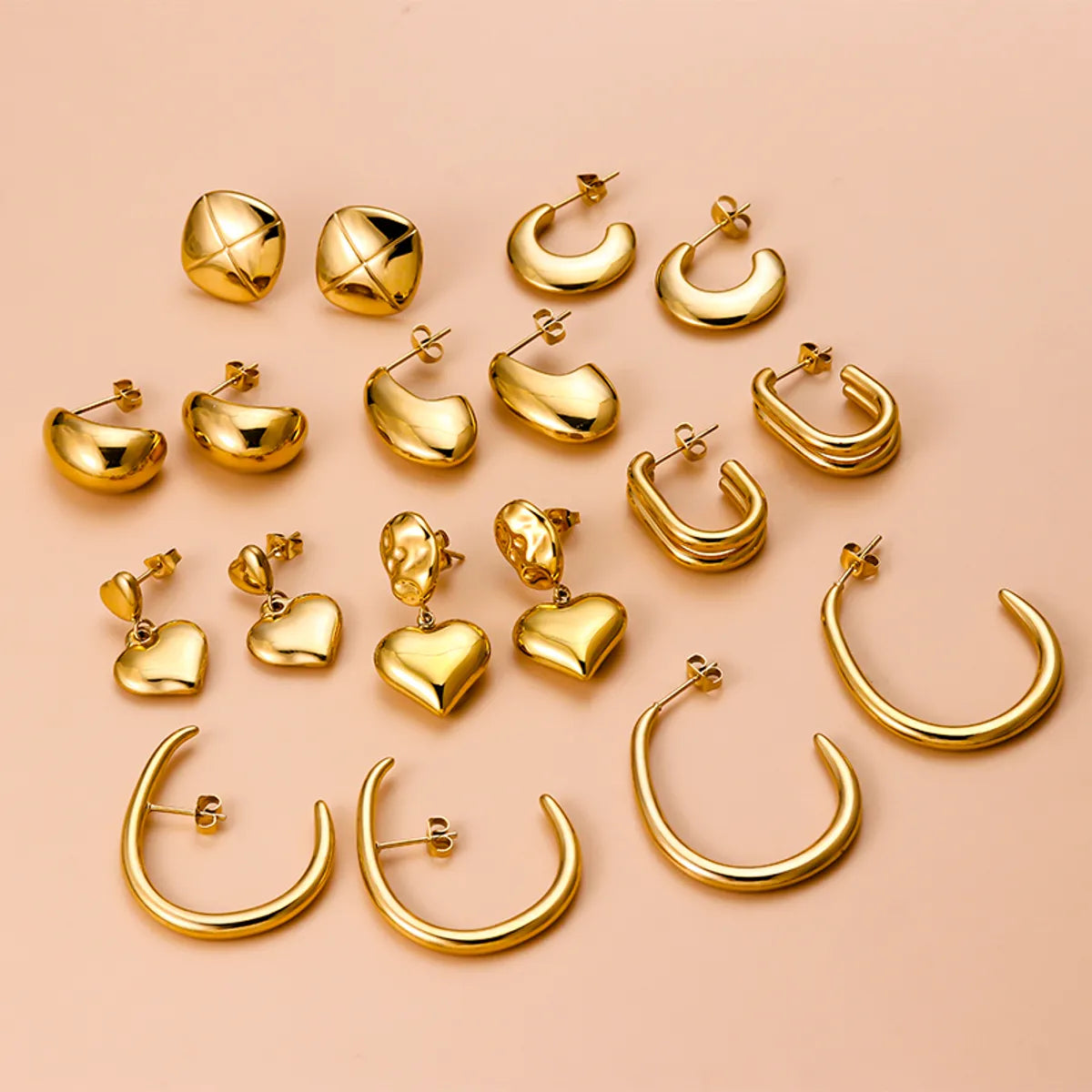 1 Pair Fashion Heart Shape Stainless Steel Plating Drop Earrings Ear Studs