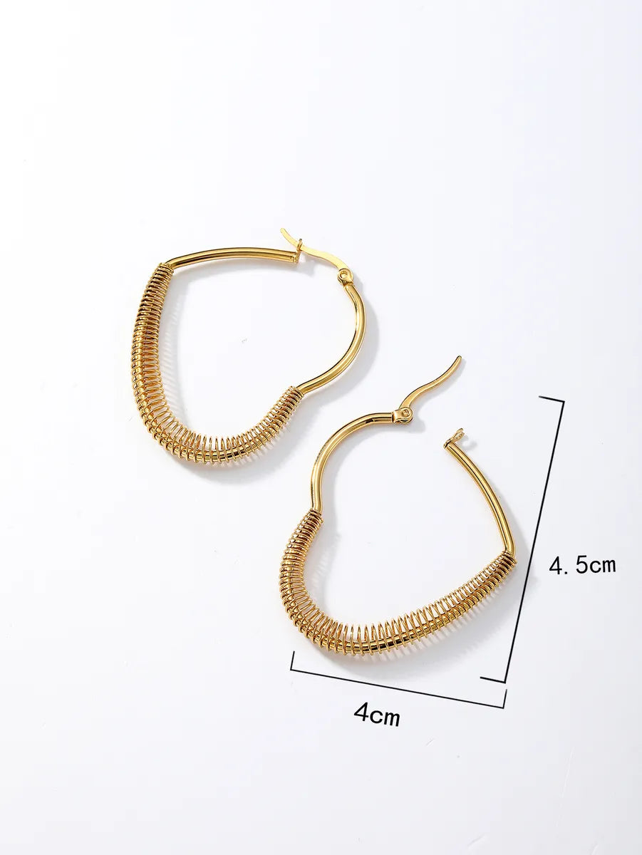 1 Pair Fashion Heart Shape Plating Stainless Steel 18k Gold Plated Earrings