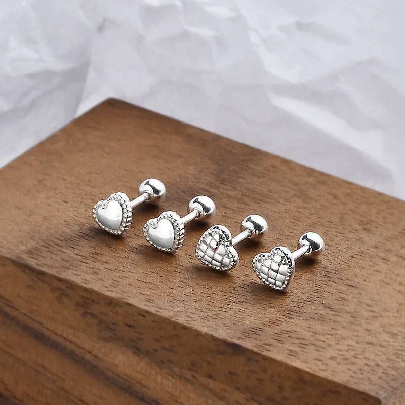 1 Pair Fashion Heart Shape Sterling Silver Plating Ear Studs