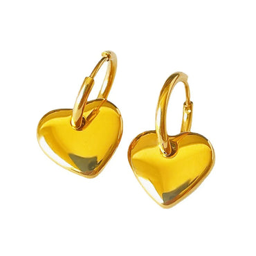 1 Pair Fashion Heart Shape Titanium Steel Drop Earrings