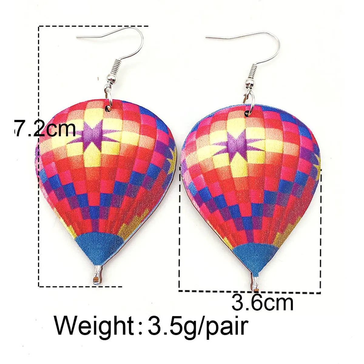 1 Pair Fashion Hot Air Balloon Wood Patchwork Women's Drop Earrings