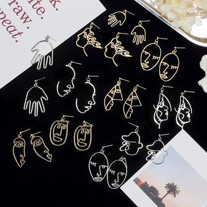 1 Pair Fashion Human Face Metal Plating Women's Drop Earrings