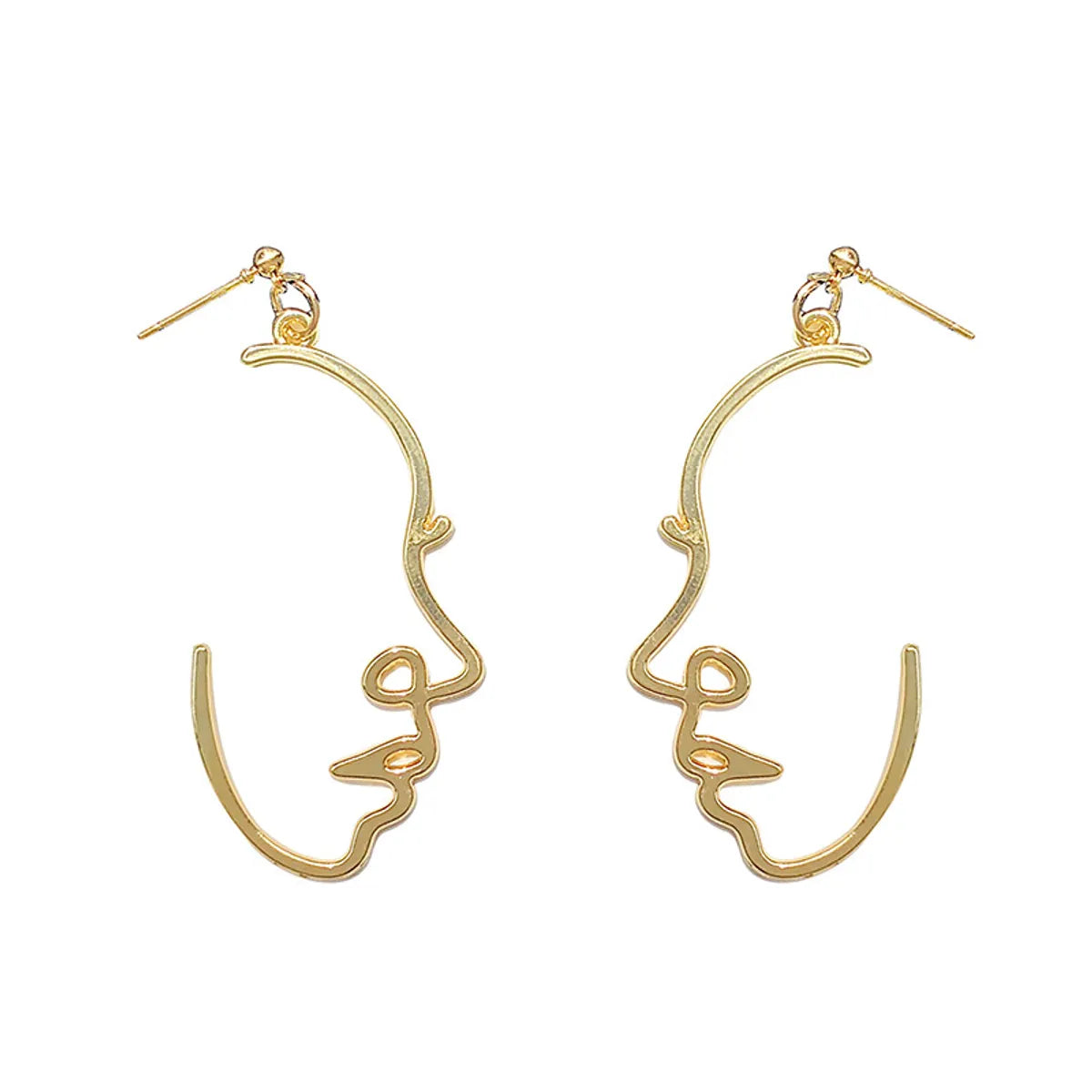 1 Pair Fashion Human Face Metal Plating Women's Drop Earrings