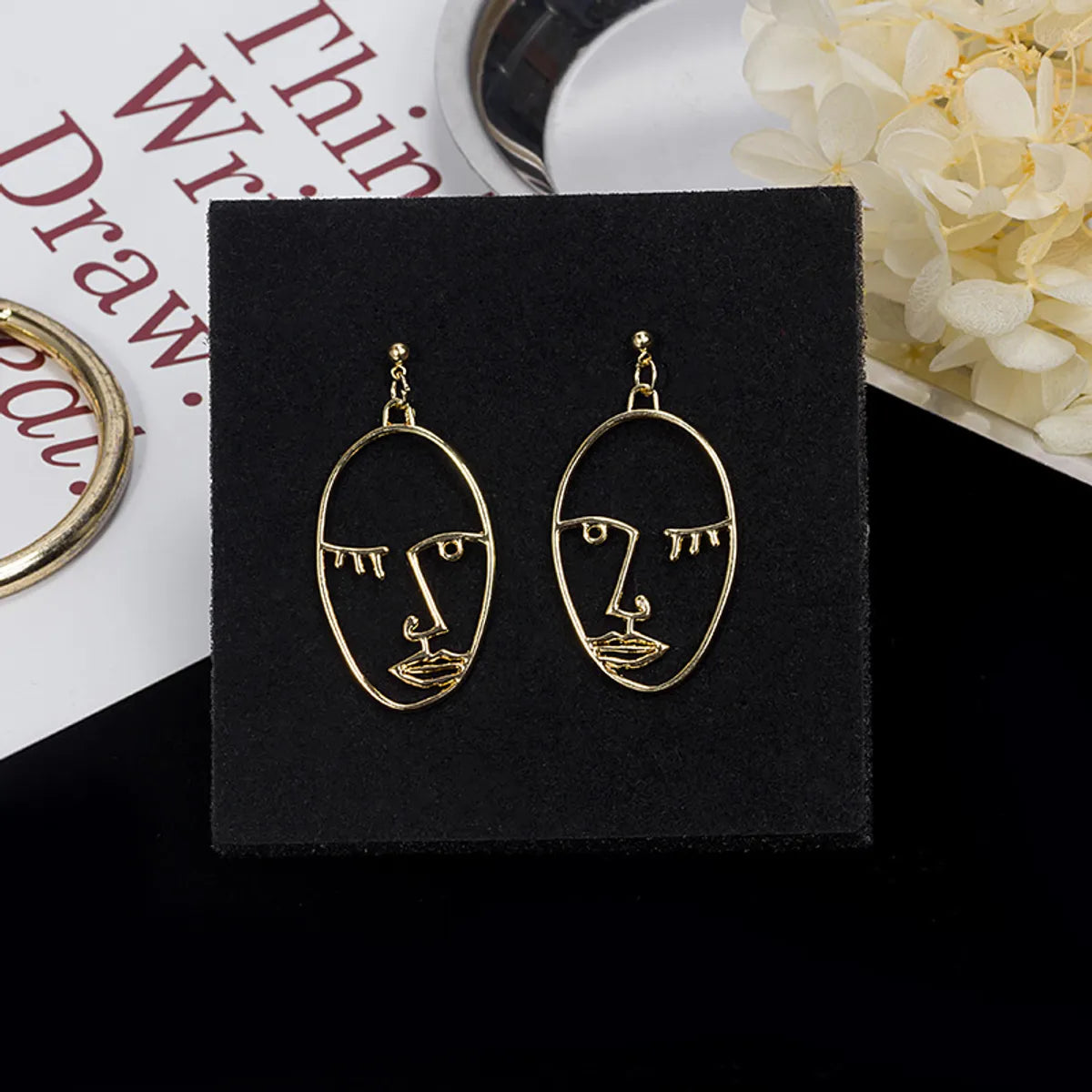 1 Pair Fashion Human Face Metal Plating Women's Drop Earrings