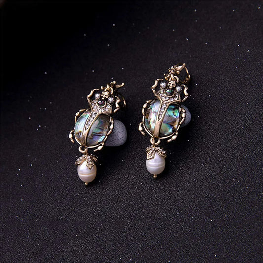 1 Pair Fashion Insect Alloy Inlay Artificial Pearls Rhinestones Women'S Drop Earrings