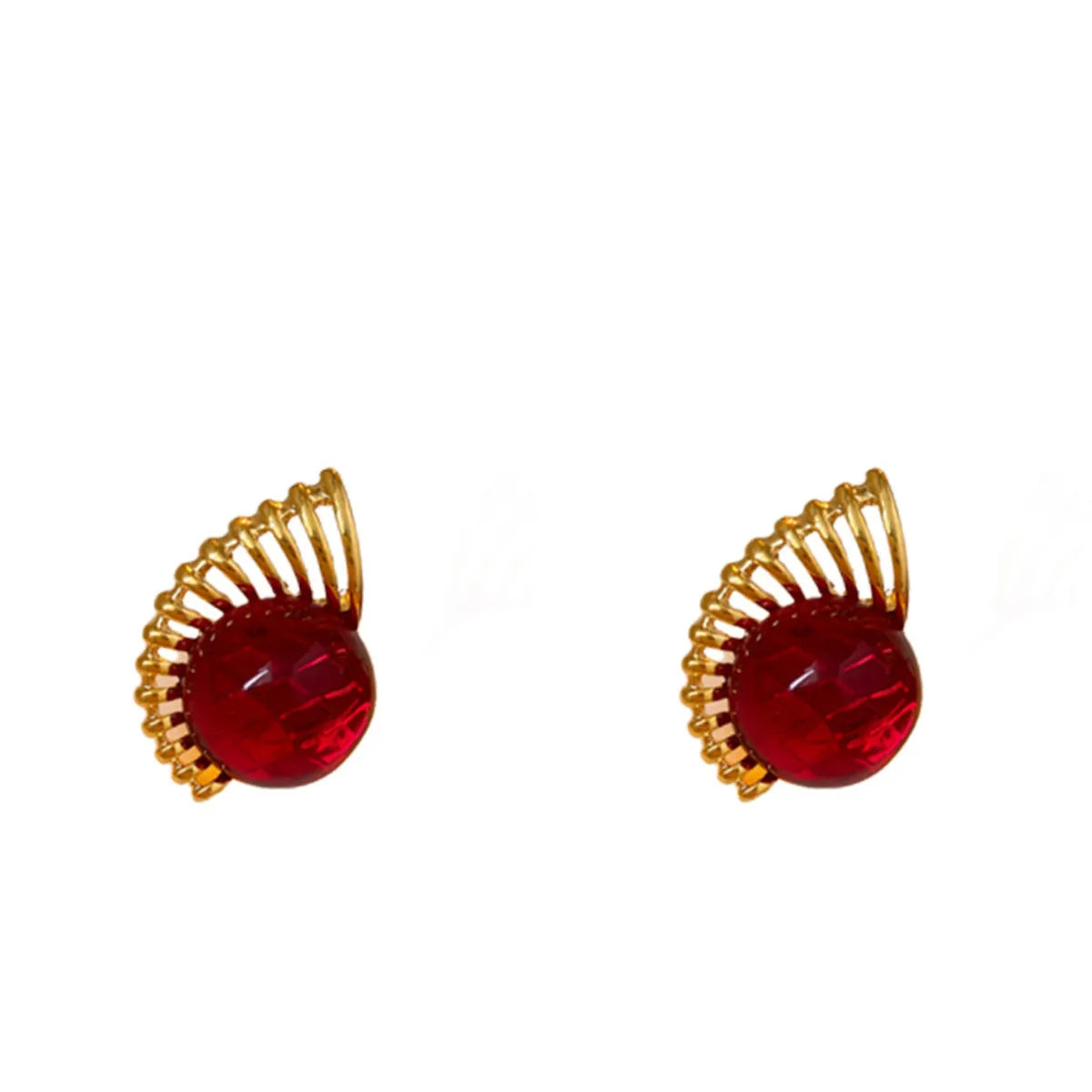 1 Pair Fashion Irregular Sector Copper Plating Inlay Resin Pearl Zircon Ear Studs