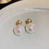 1 Pair Fashion Irregular Sector Copper Plating Inlay Resin Pearl Zircon Ear Studs