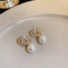 1 Pair Fashion Irregular Sector Copper Plating Inlay Resin Pearl Zircon Ear Studs