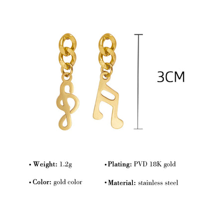 1 Pair Fashion Key Notes Titanium Steel Plating Drop Earrings