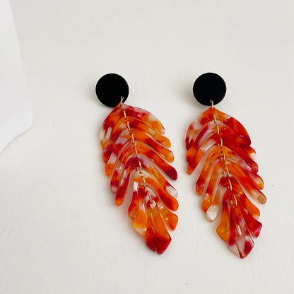 1 Pair Fashion Leaf Acetic Acid Sheets Drop Earrings