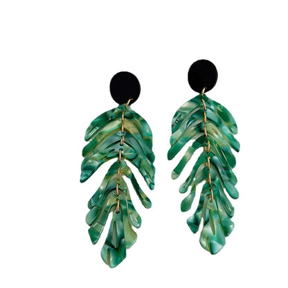 1 Pair Fashion Leaf Acetic Acid Sheets Drop Earrings