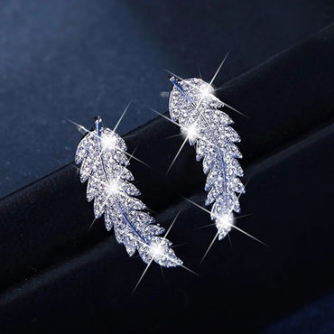 1 Pair Fashion Leaf Alloy Inlaid Zircon Women's Earrings