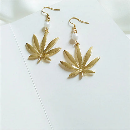 1 Pair Fashion Leaf Alloy Plating Women's Drop Earrings