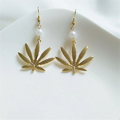 1 Pair Fashion Leaf Alloy Plating Women's Drop Earrings