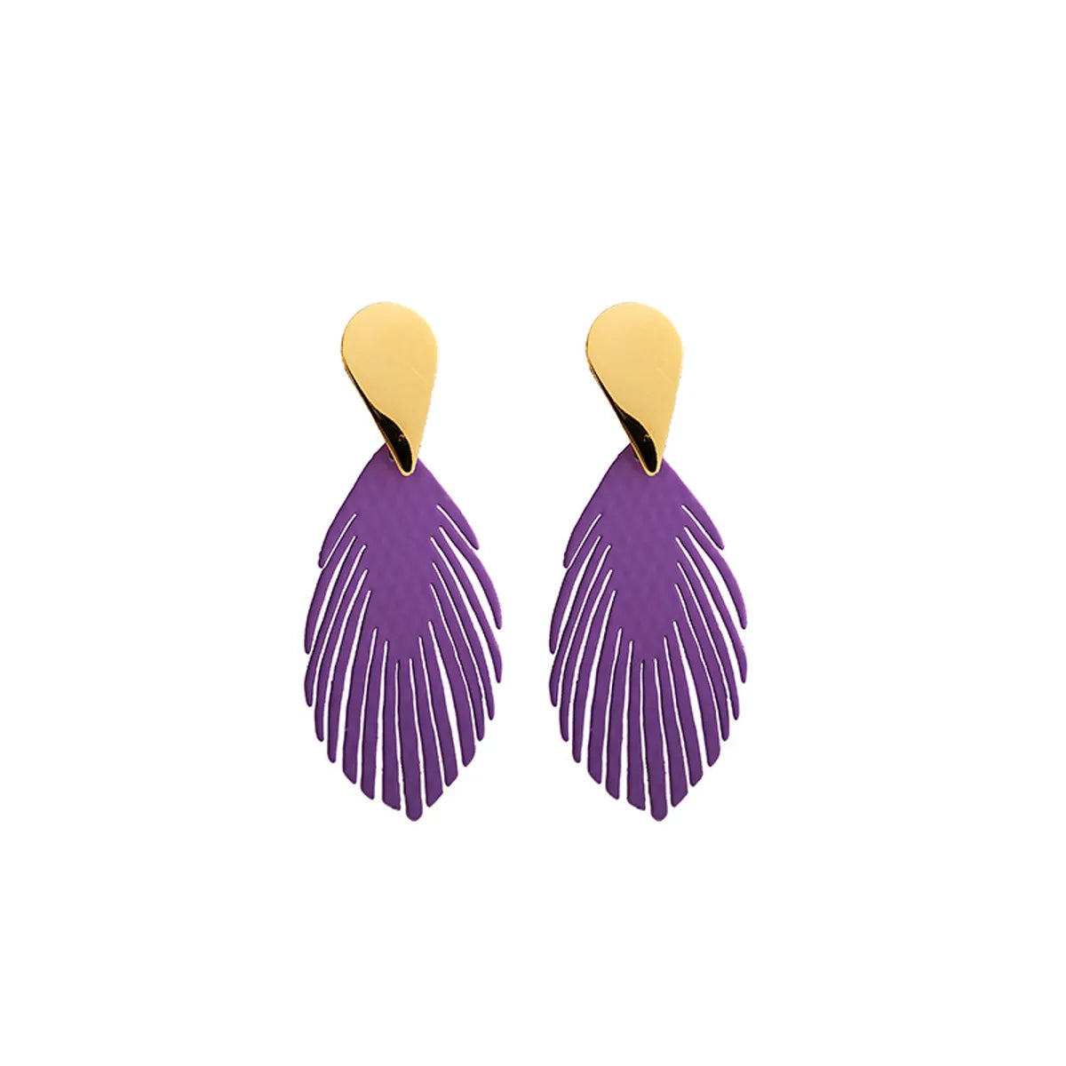 1 Pair Fashion Leaf Plating Iron Drop Earrings