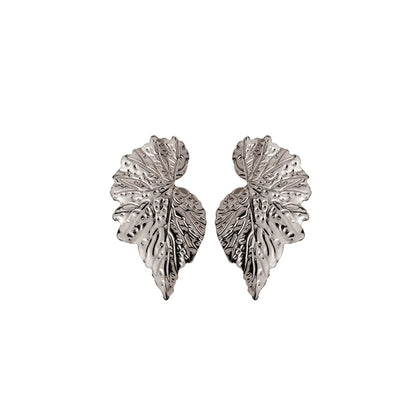 1 Pair Fashion Leaf Plating Iron Ear Studs