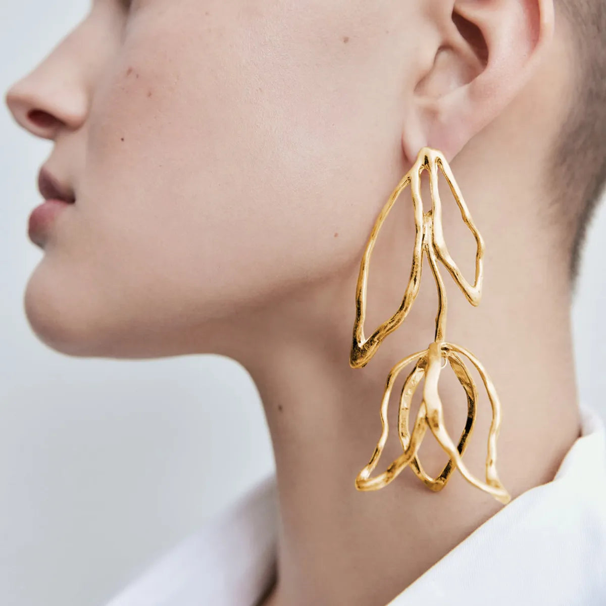 1 Pair Fashion Leaves Metal Plating Gold Plated Women'S Drop Earrings