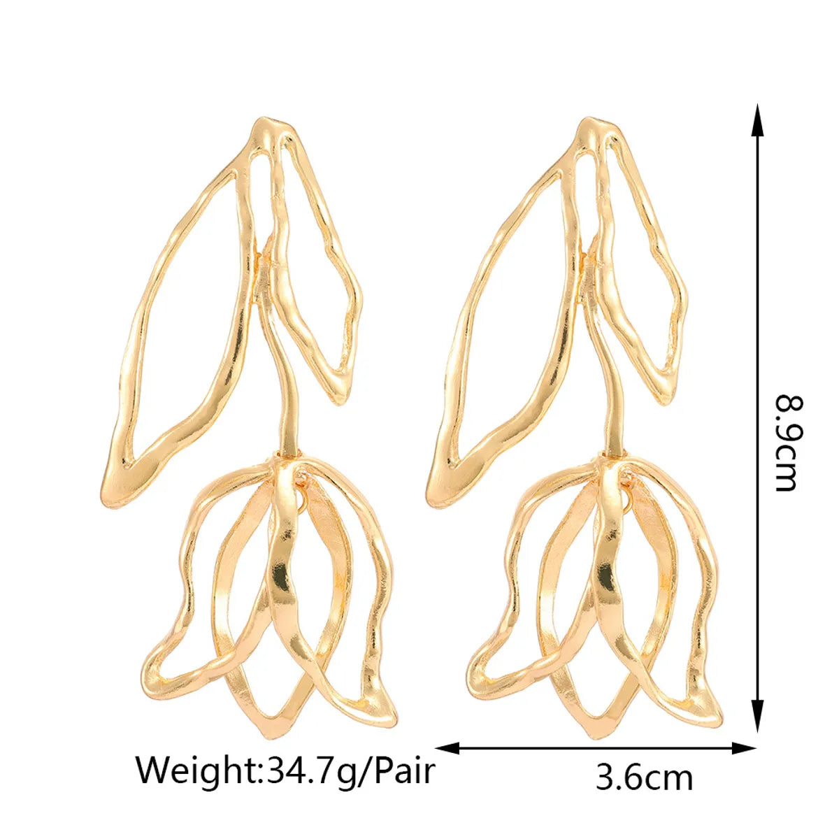 1 Pair Fashion Leaves Metal Plating Gold Plated Women'S Drop Earrings