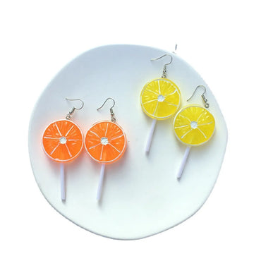 1 Pair Fashion Lemon Resin Patchwork Women'S Earrings