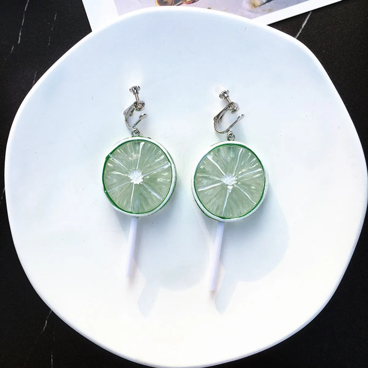 1 Pair Fashion Lemon Resin Patchwork Women'S Earrings