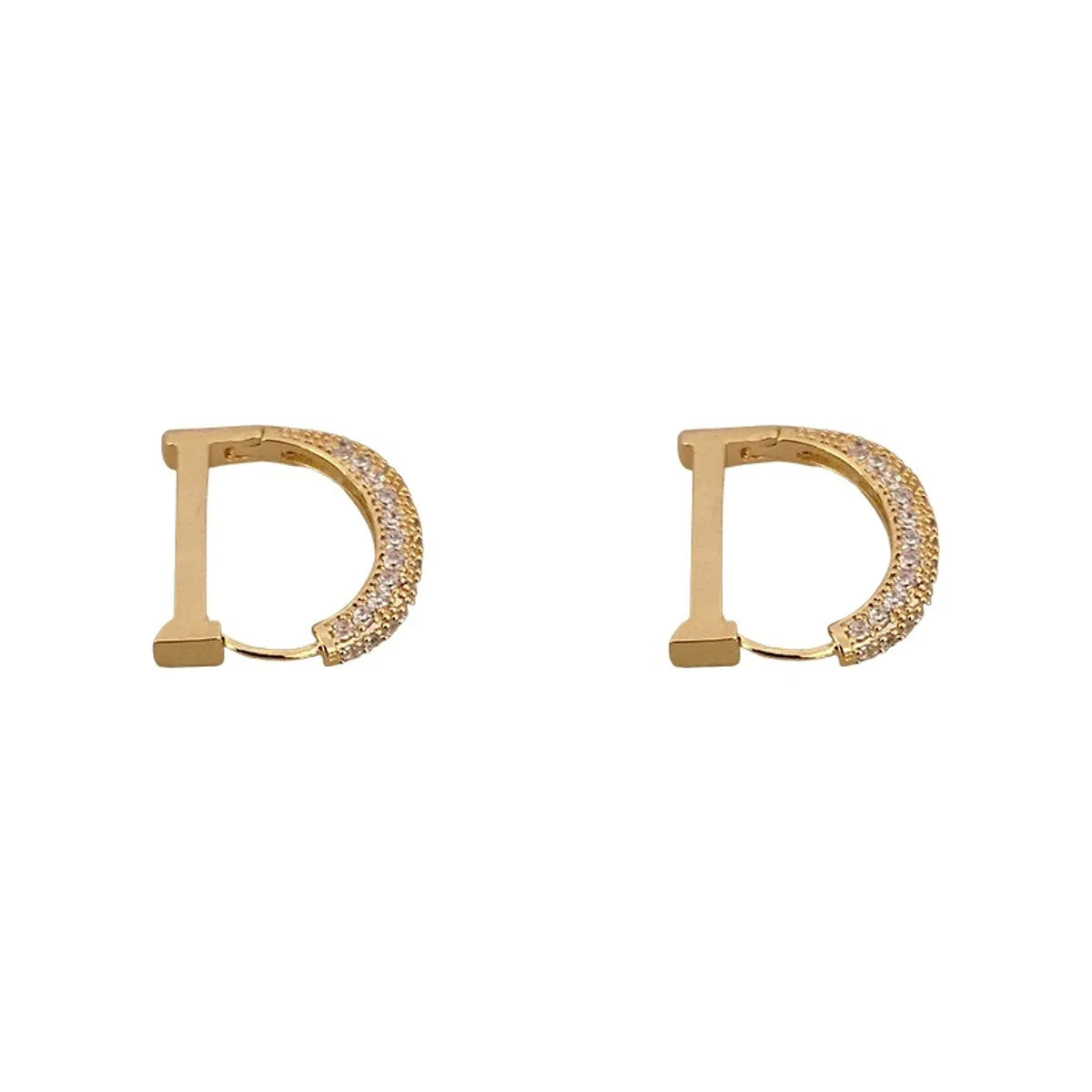 1 Pair Fashion Letter Copper Inlay Zircon Earrings