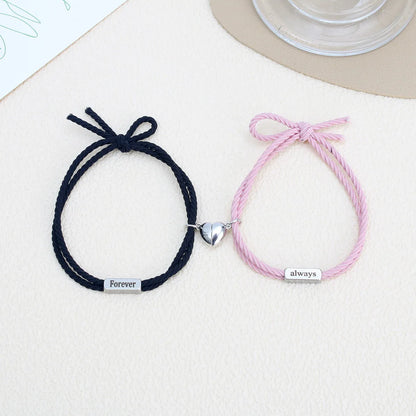 1 Pair Fashion Letter Heart Shape Stainless Steel Rope Bracelets