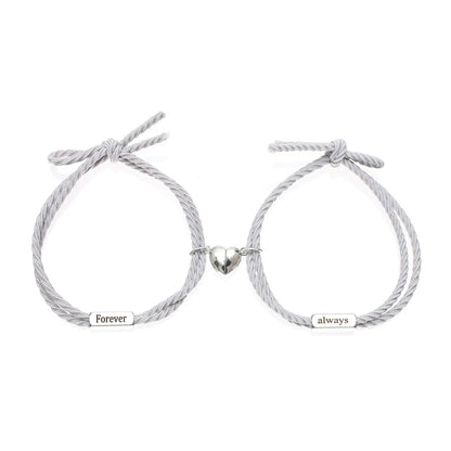 1 Pair Fashion Letter Heart Shape Stainless Steel Rope Bracelets