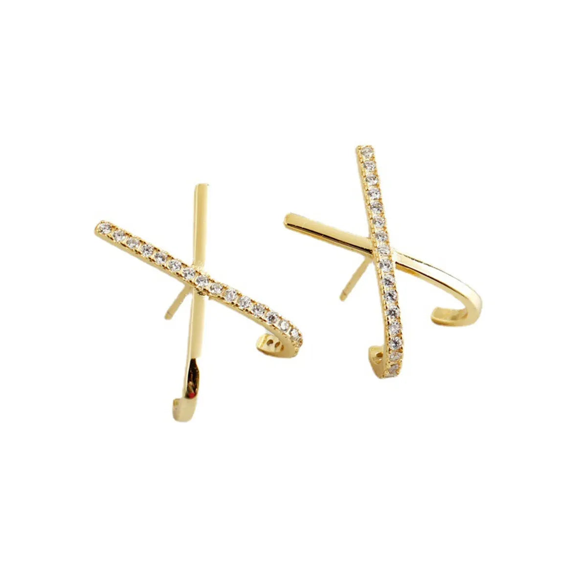 1 Pair Fashion Letter Sterling Silver Inlay Zircon Ear Studs