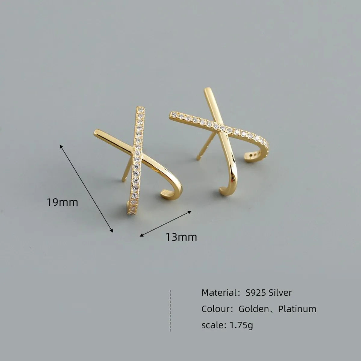 1 Pair Fashion Letter Sterling Silver Inlay Zircon Ear Studs