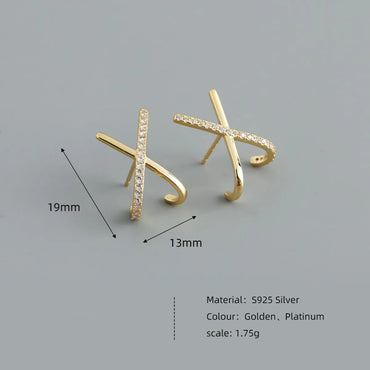 1 Pair Fashion Letter Sterling Silver Inlay Zircon Ear Studs