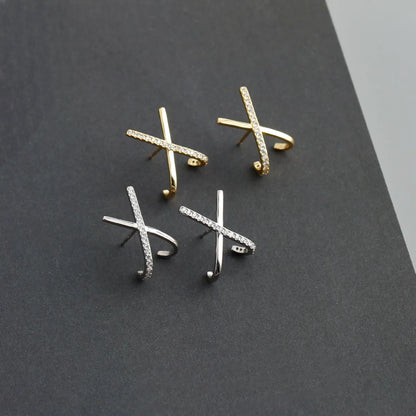 1 Pair Fashion Letter Sterling Silver Inlay Zircon Ear Studs