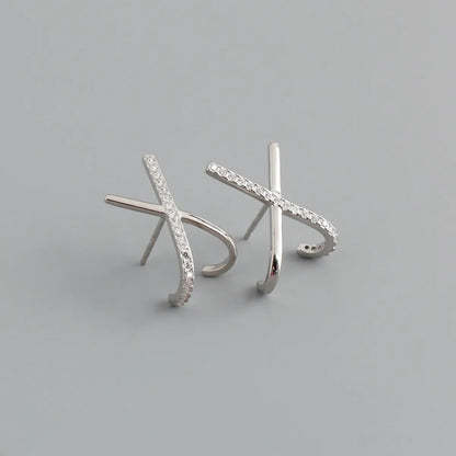 1 Pair Fashion Letter Sterling Silver Inlay Zircon Ear Studs