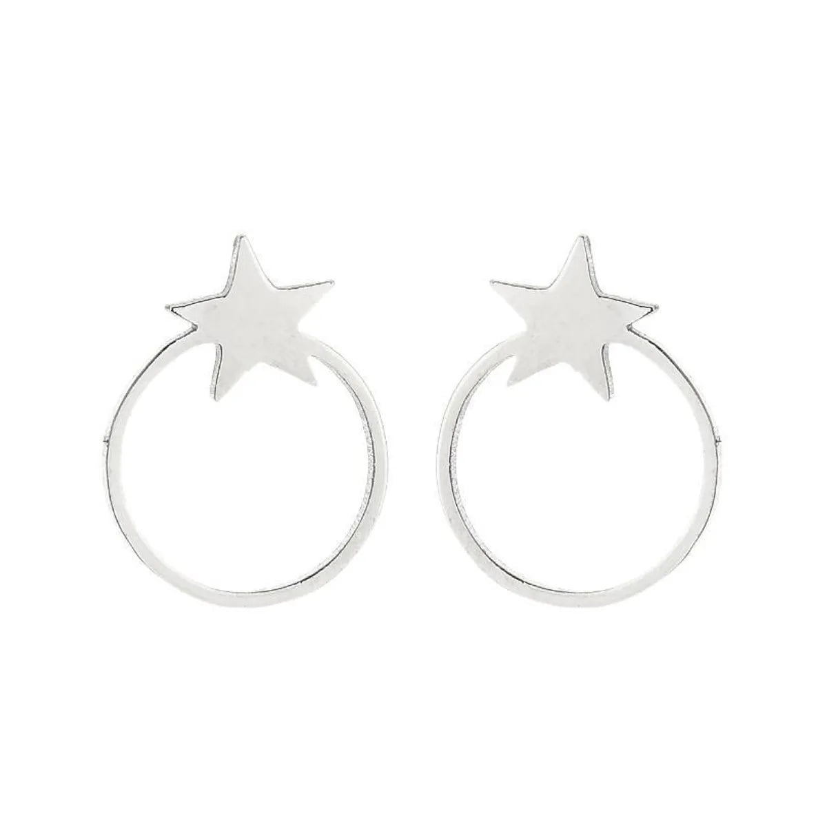 1 Pair Fashion Moon Heart Shape Snowflake Stainless Steel Ear Studs