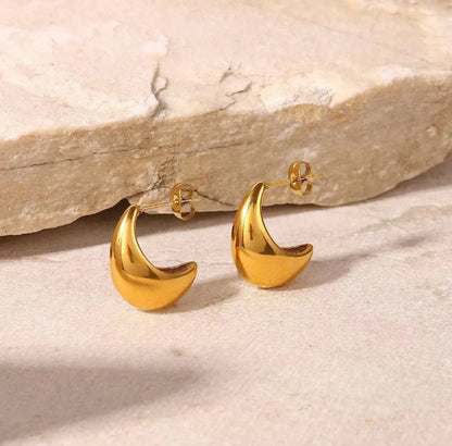 1 Pair Fashion Moon Titanium Steel Plating No Inlaid Earrings