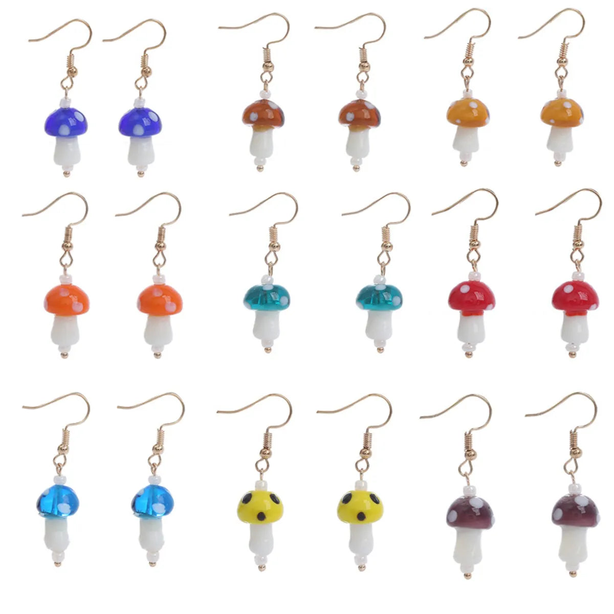 1 Pair Fashion Mushroom Glass Women'S Drop Earrings